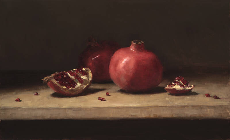 Pomegranates on a... by Sarah Lamb